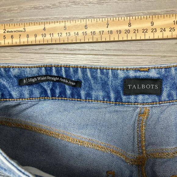 Talbots High Waist Straight Ankle Jean Size 8 Wide Leg - Picture 3 of 8